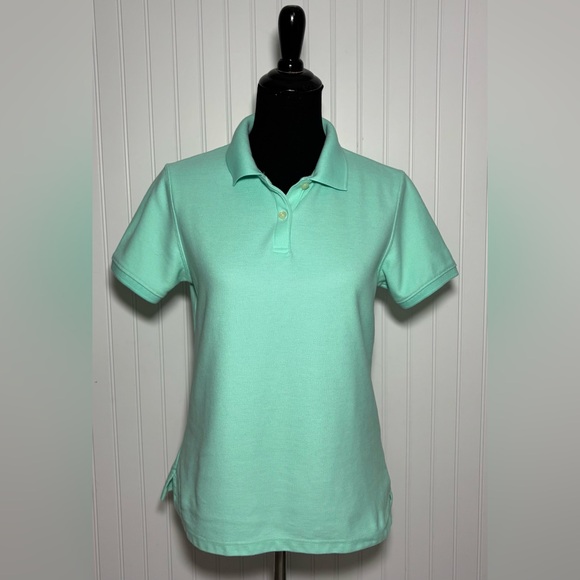 LL Bean Relaxed Fit Polo Women’s Size Small Teal Short Sleeve Collared Cotton